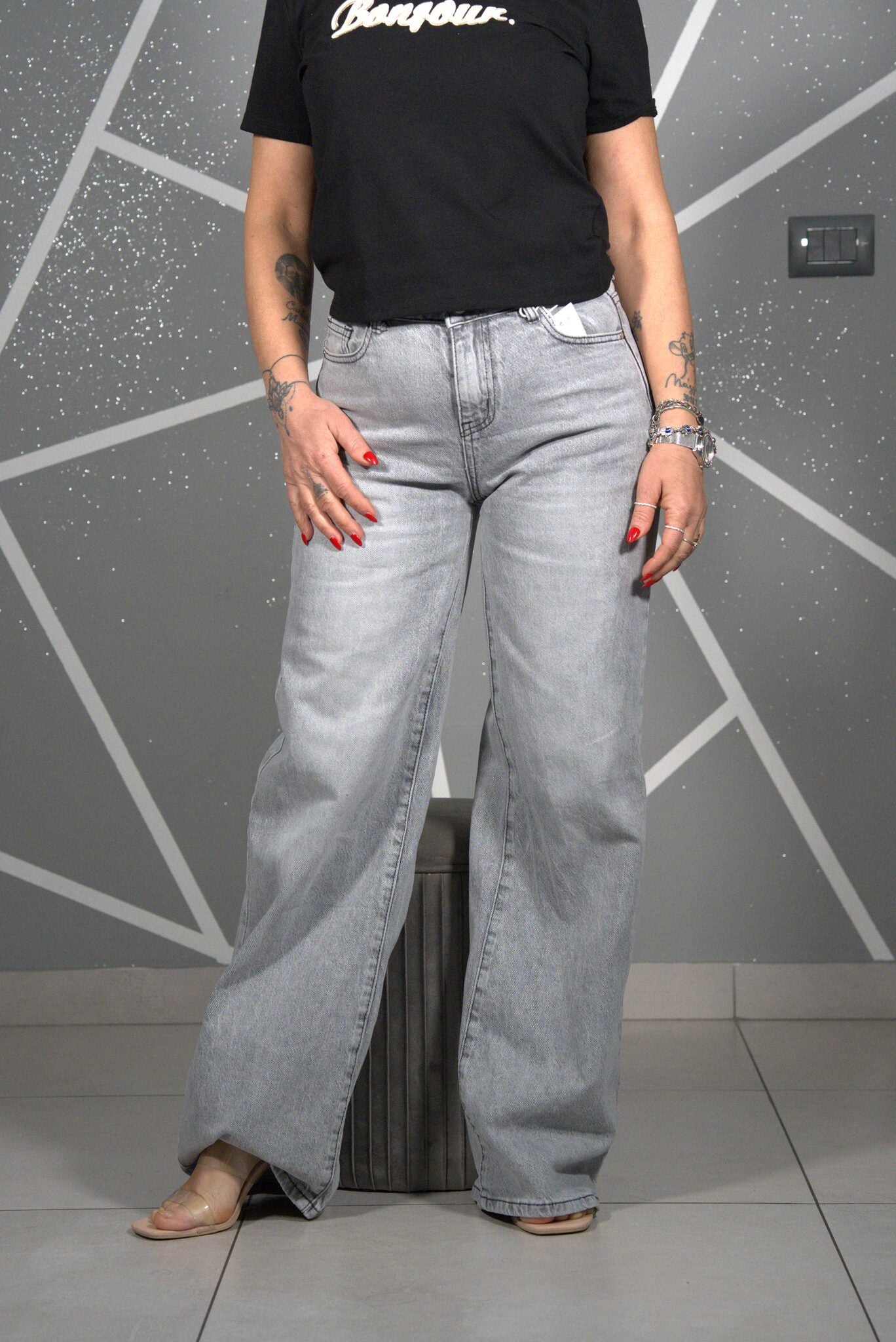Jeans tasca rosa
